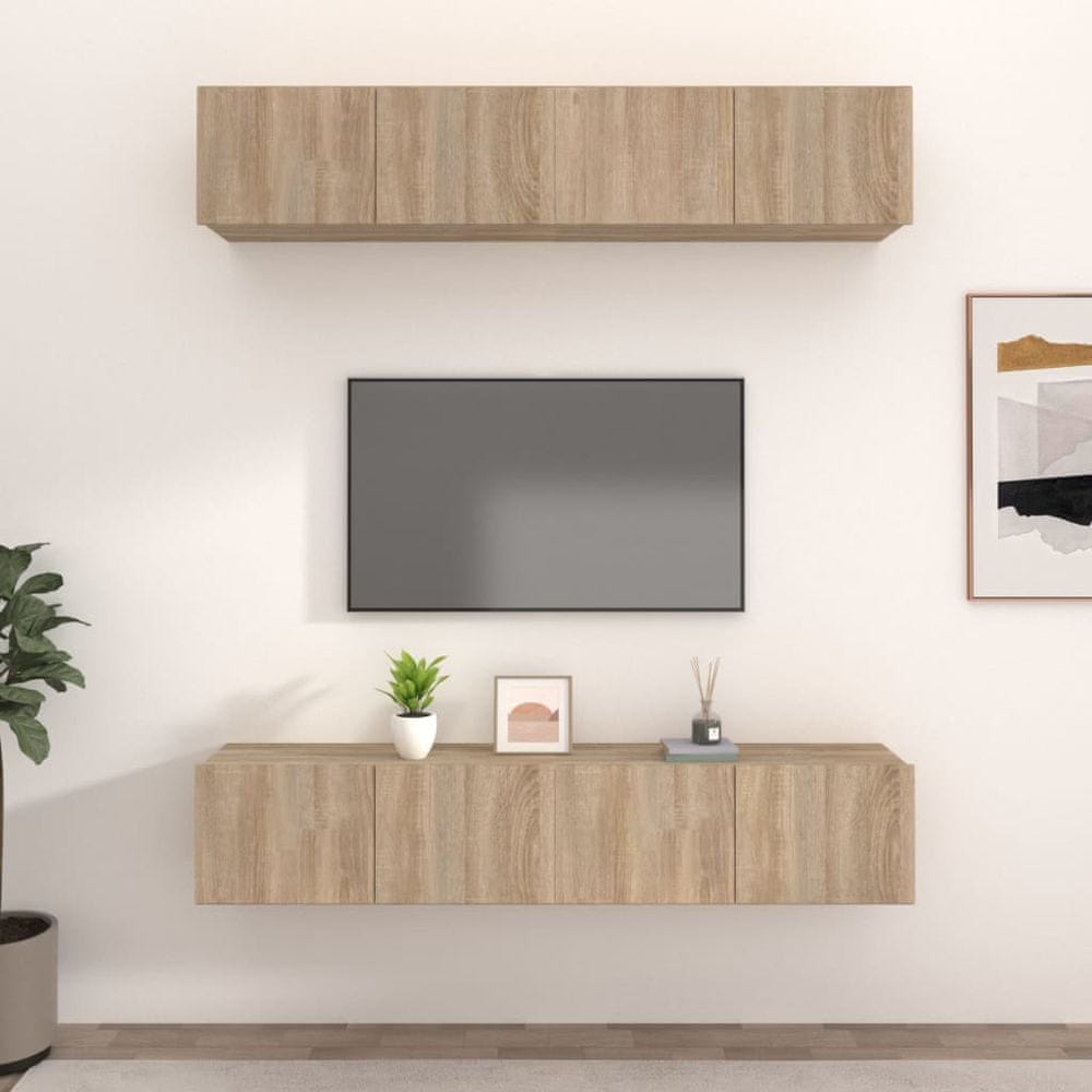 Vidaxl TV skrinky 4 ks dub sonoma 80x30x30 cm spracované drevo